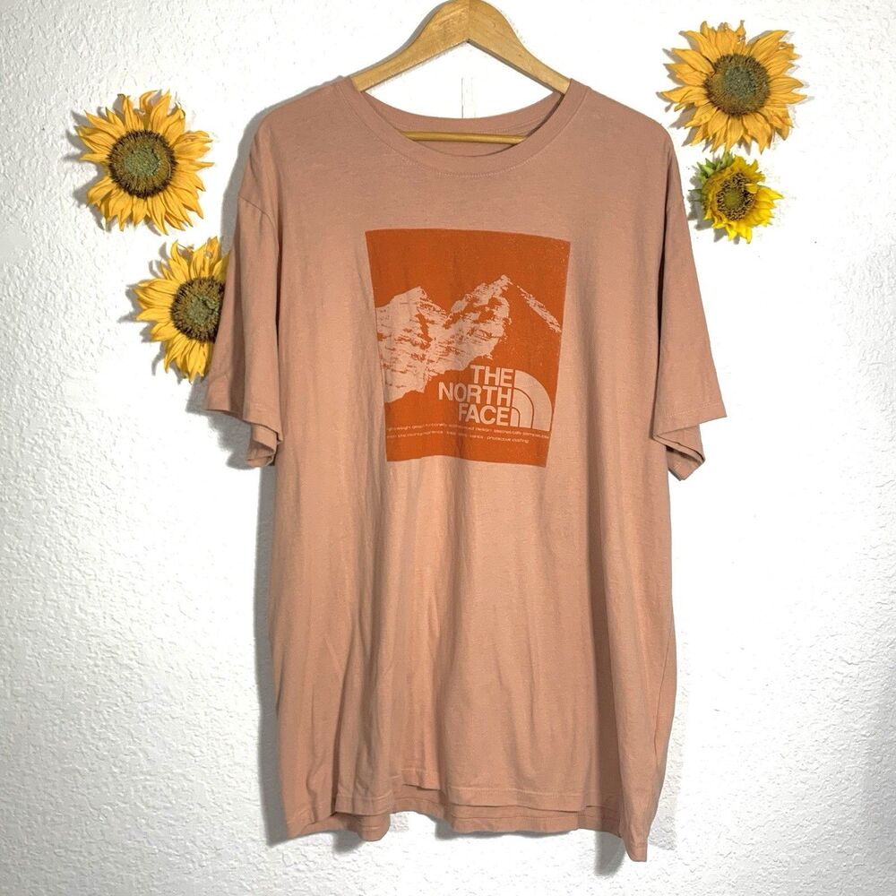 The North Face Shirt Men's Peach Short Sleeve Pullover Crew Graphic Size XXL